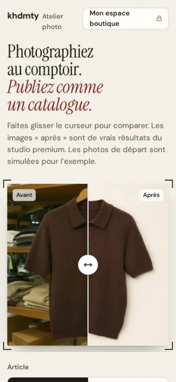 Outil photo : la photo du comptoir devient une photo de catalogue